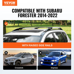 Roof Rack Cross Bars, Fit for 2014-2022 Subaru Forester with Raised Side Rails, 200 lbs Load Capacity, Aluminum Crossbars with Locks, for Rooftop Cargo Carrier Bag Luggage Kayak Bike