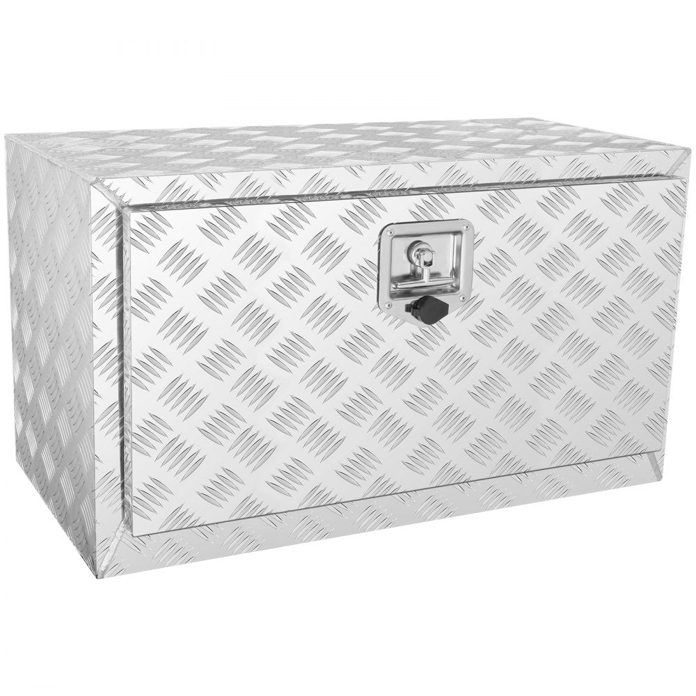 Underbody Truck Box, 30"×14"×16" Pickup Storage Box, Heavy Duty Aluminum Diamond Plate Tool Box with Lock and Keys, Waterproof Trailer Storage Box with T-Handle Latch for Truck, Van, Trailer