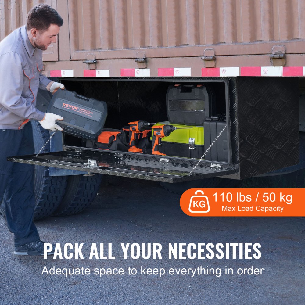 Underbody Aluminum Truck Tool Box 60" x 24" x 24" Trailer RV Tool Storage