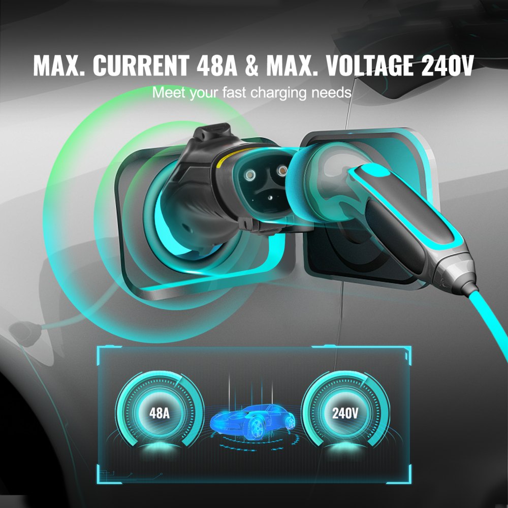 Tesla to J1772 Charging Adapter, Max 48 Amp 240V, J1772 EVs Charger Adapter, with IP65 Storage Bag Anti-Drop Lock, for Tesla High Powered Wall Connector, Destination Charger and Mobile Connector
