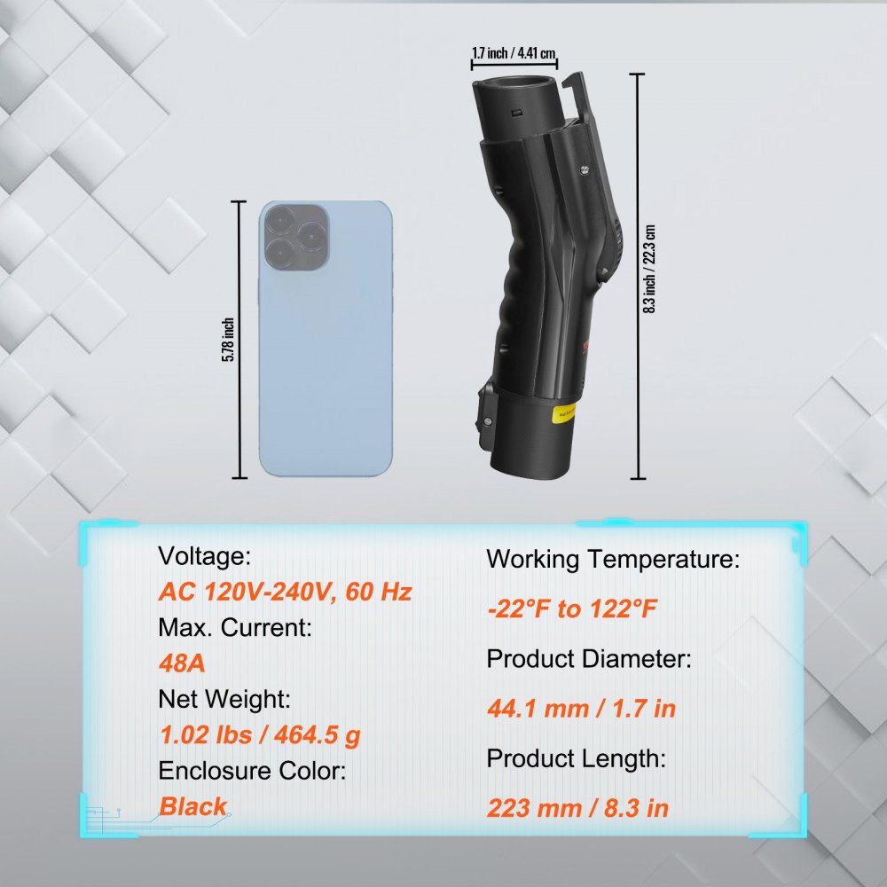 Tesla to J1772 Charging Adapter, Max 48 Amp 240V, J1772 EVs Charger Adapter, with IP65 Storage Bag Anti-Drop Lock, for Tesla High Powered Wall Connector, Destination Charger and Mobile Connector