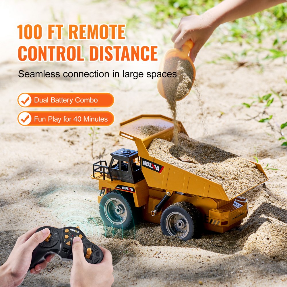 RC Remote Control Dump Truck Toy Construction Vehicle Toy 9CH 1:18 Scale