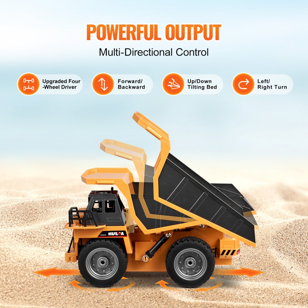 RC Remote Control Dump Truck Toy Construction Vehicle Toy 9CH 1:18 Scale