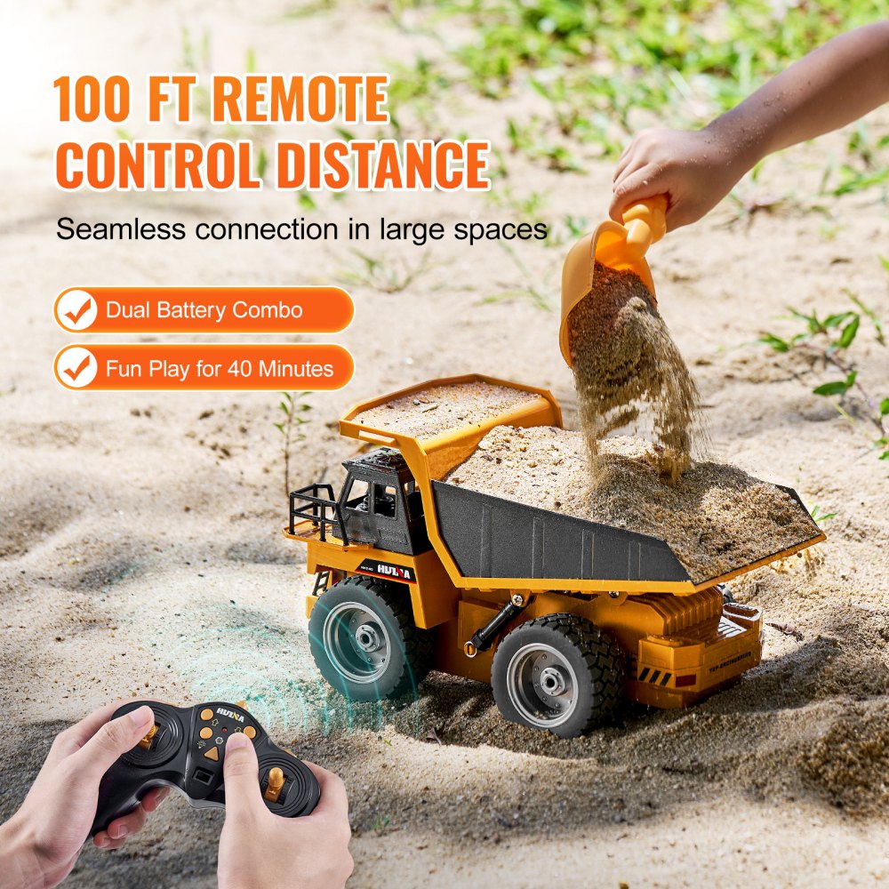 RC Remote Control Dump Truck Toy Construction Vehicle Toy 9CH 1:18 Scale