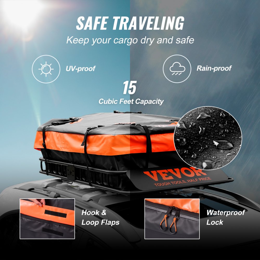 Roof Rack Cargo Basket 200 LBS 51"x36"x5" for SUV Truck with Luggage Bag