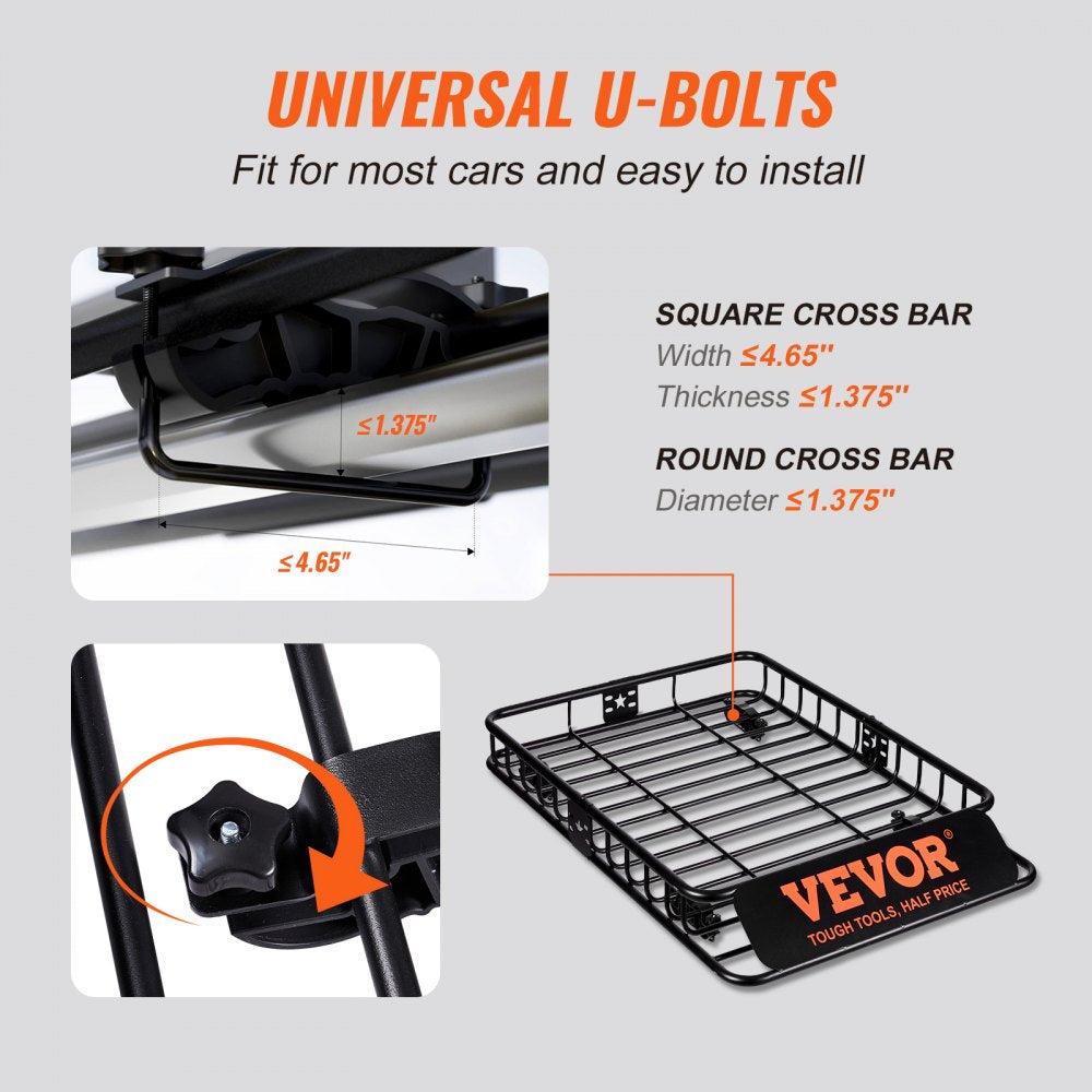 Roof Rack Cargo Basket 200 LBS 51"x36"x5" for SUV Truck with Luggage Bag