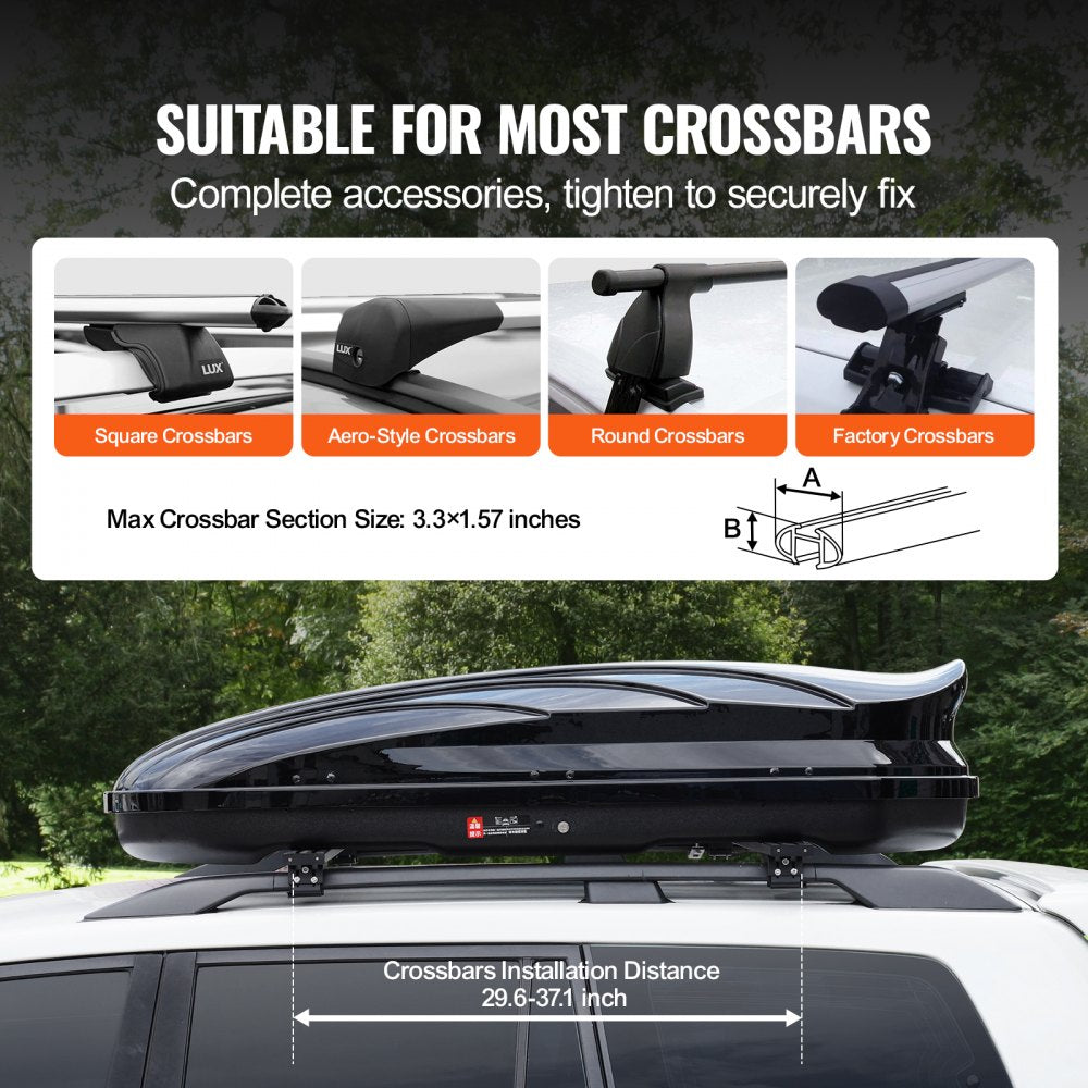 Rooftop Cargo Carrier 11 Cubic Feet Luggage Storage Box ABS for SUVs Cars