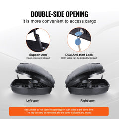 Rooftop Cargo Carrier 11 Cubic Feet Luggage Storage Box ABS for SUVs Cars