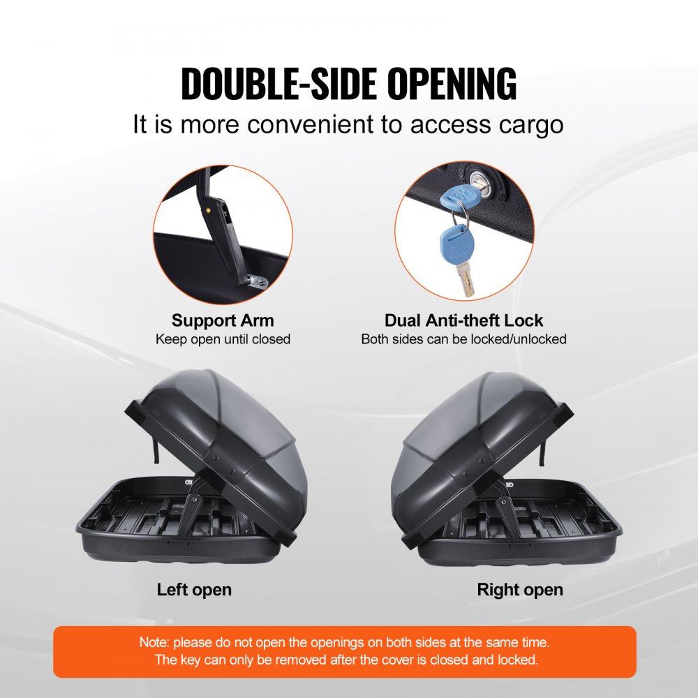 Rooftop Cargo Carrier 14 Cubic Feet Luggage Storage Box ABS for SUVs Cars