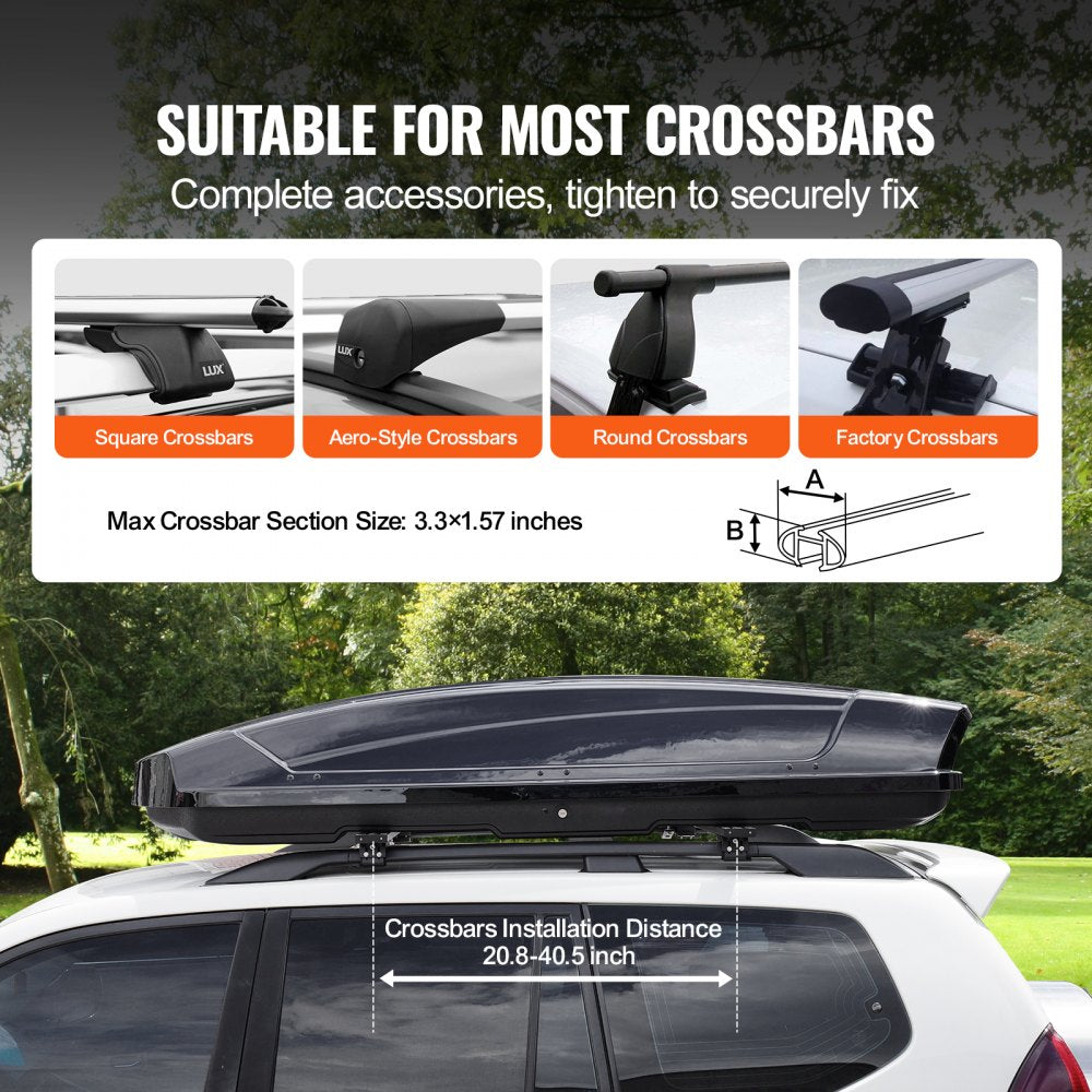 Rooftop Cargo Carrier 18 Cubic Feet Luggage Storage Box ABS for SUVs Cars