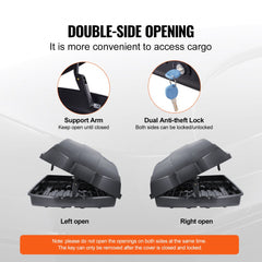 Rooftop Cargo Carrier 18 Cubic Feet Luggage Storage Box ABS for SUVs Cars