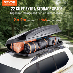 Rooftop Cargo Carrier 22 Cubic Feet Luggage Storage Box ABS for SUVs Cars