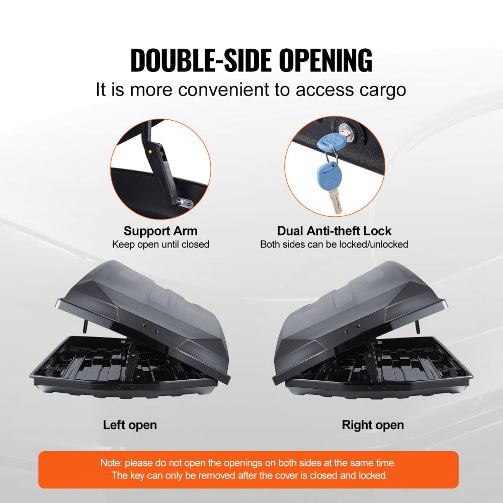 Rooftop Cargo Carrier 22 Cubic Feet Luggage Storage Box ABS for SUVs Cars