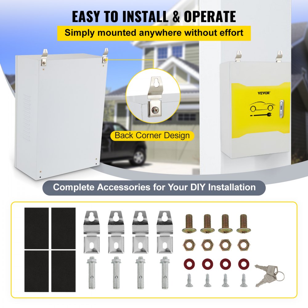 Tesla Charger Station Box, 28 ` ` x 20 ` ` x 10 ` `, Outdoor Cable Box Charging Box Cable Organizer, IP32 Waterproof Dustproof Cool Roll Steel Electrical Enclosure Box, for Tesla Wall Connector
