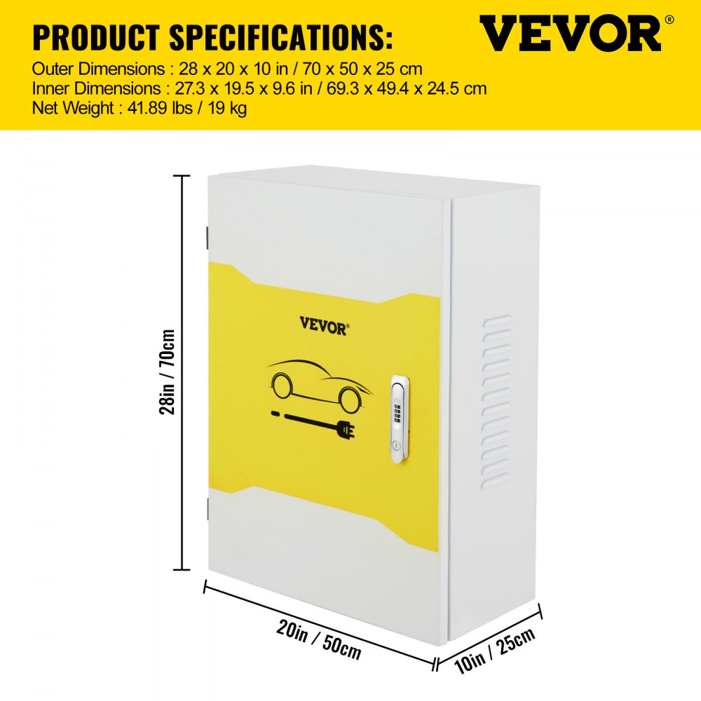 Tesla Charger Station Box, 28 ` ` x 20 ` ` x 10 ` `, Outdoor Cable Box Charging Box Cable Organizer, IP32 Waterproof Dustproof Cool Roll Steel Electrical Enclosure Box, for Tesla Wall Connector