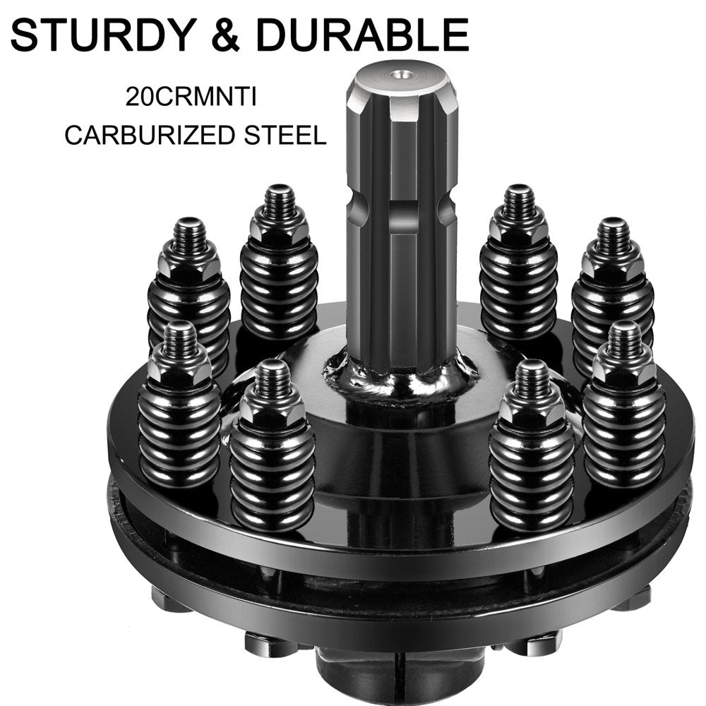 Black 1-3/8" 6-spline PTO slip clutch made of carburized steel with eight springs.