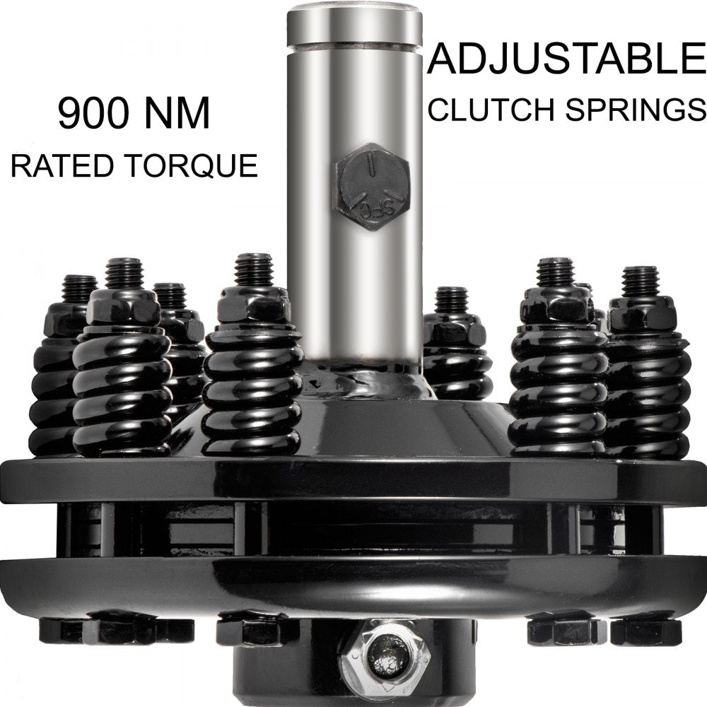 Bostome PTO slip clutch with 1-3/8" round ends made of carburized steel for durability.