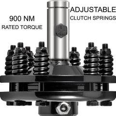 Bostome PTO slip clutch with 1-3/8" round ends made of carburized steel for durability.