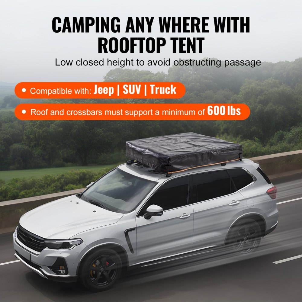 Rooftop Tent Hard Shell 2-3 Person Waterproof for Jeep SUV Truck w/ Ladder