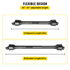 Black Bostome Series 4 PTO drive shaft with 1-3/8" 6 spline, adjustable length 43"-61".