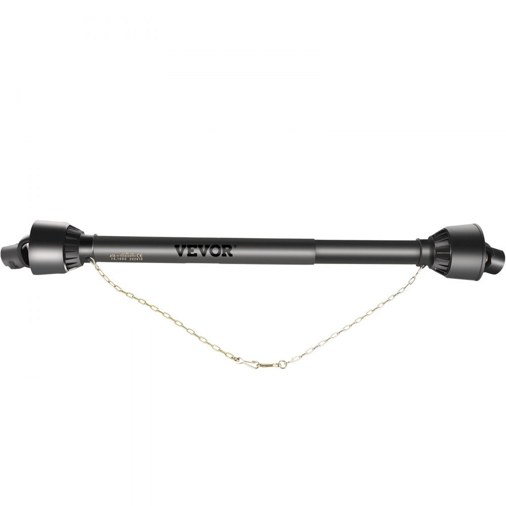 Black Bostome Series 4 PTO Drive Shaft with 1-3/8" 6 spline, adjustable length 43"-61".