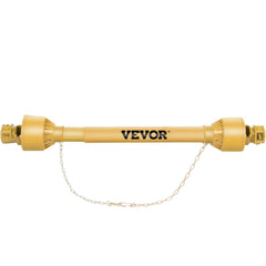 Yellow VEVOR Bostome Series 4 PTO drive shaft with 1-3/8" 6-spline ends, 39-55" length, and chain.