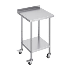 24 x 24 x 40 Inch Stainless Steel Work Table, Commercial Food Prep Worktable with Casters, Heavy Duty Prep Worktable, Metal Work Table with Adjustable Height for Restaurant, Home and Hotel