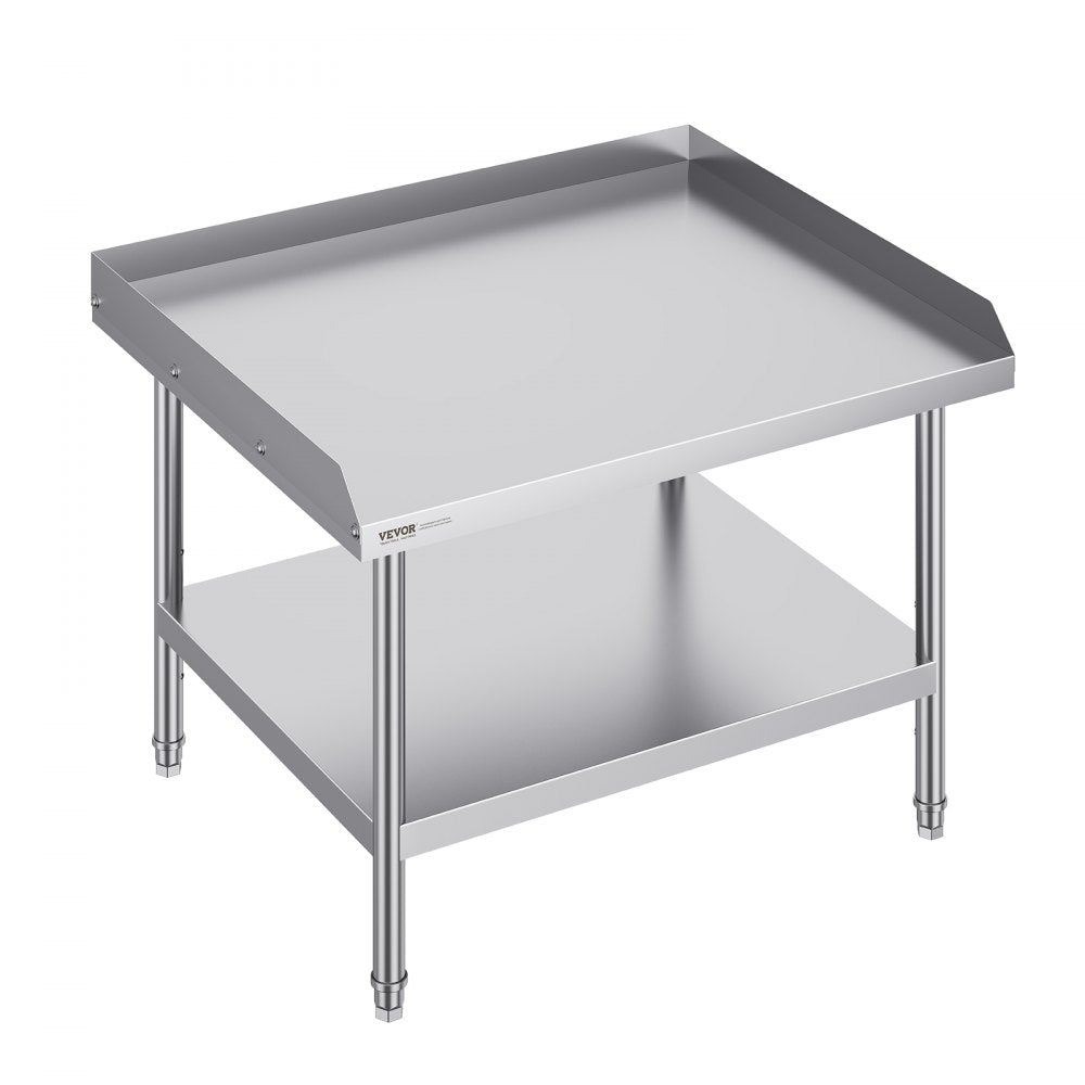 Stainless Steel Work Table, 30 x 36 x 26 Inch Commercial Food Prep Worktable, 3-Sided Backsplash Heavy Duty Prep Worktable, Metal Work Table with Adjustable Height for Restaurant Home Hotel