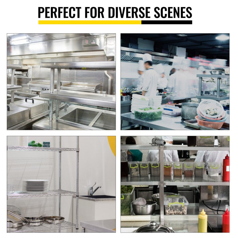 Double Overshelf, Double Tier Stainless Steel Overshelf, 60 in. Length x 12 in. Width Double Deck Overshelf, Height Adjustable Overshelf for Prep & Work Table in Kitchen, Restaurant and Workshop
