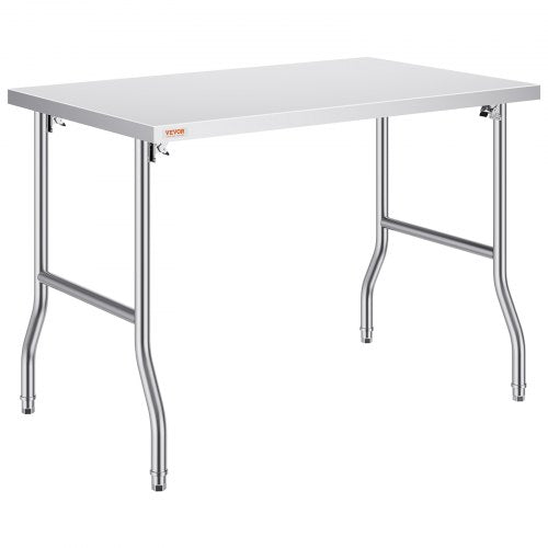 48 x 30 Inch Folding Commercial Prep Table Commercial Worktable Workstation, Heavy-Duty Stainless Steel Folding Table with 220 lbs Load, Silver Stainless Steel Kitchen Island，Kitchen Work Table
