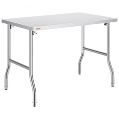 48 x 30 Inch Folding Commercial Prep Table Commercial Worktable Workstation, Heavy-Duty Stainless Steel Folding Table with 220 lbs Load, Silver Stainless Steel Kitchen Island，Kitchen Work Table