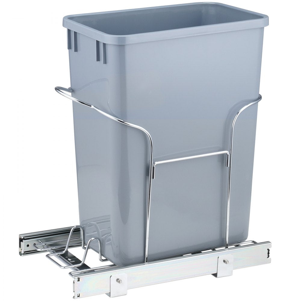 Pull-Out Trash Can, 29L Single Bin, Under Mount Kitchen Waste Container with Slide and Handle, 110 lbs Load Capacity Heavy Duty Garbage Recycling Bin for Kitchen Cabinet, Sink, Under Counter