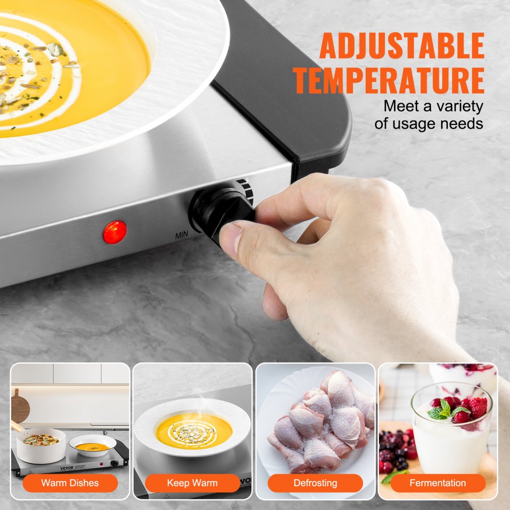 Electric Warming Tray Buffet Food Warming w/ Temp Control Stainless Steel