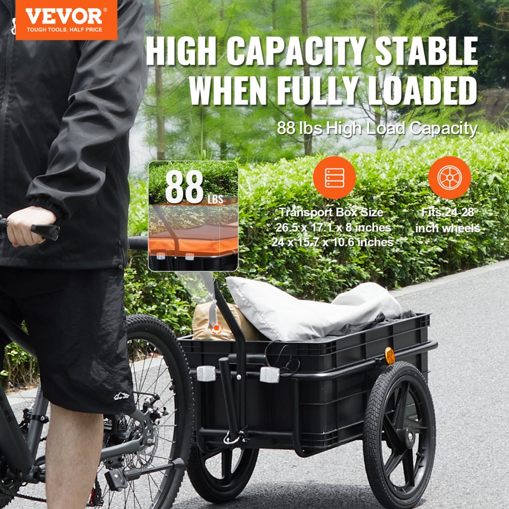 Bostome Bike Cargo Trailer with foldable design, waterproof cover, and 88 lbs capacity.
