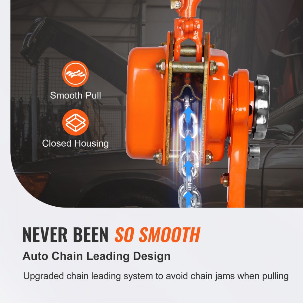 Manual Lever Chain Hoist, 1-1/2 Ton 3300 lbs Capacity 10 FT Come Along, G80 Galvanized Carbon Steel with Weston Double-Pawl Brake,Auto Chain Leading & 360° Rotation Hook, for Garage Factory Dock