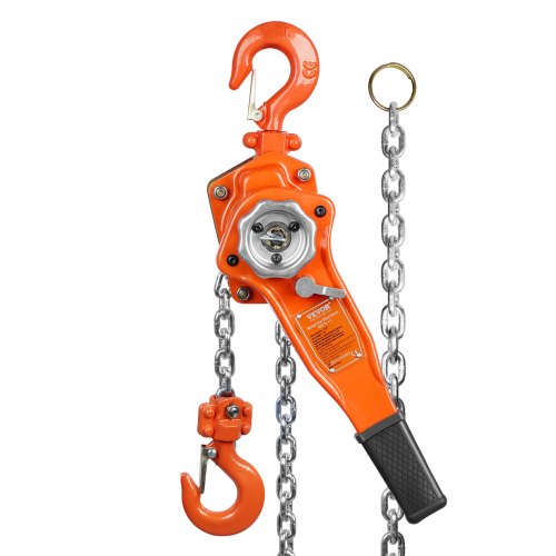 Hand-Operated Chain Lift, 1650 lbs Load, 5ft Length, G80 Zinc-Coated Steel, Dual-Pawl Brake System, Automatic Chain Guide & Swivel Hook, Ideal for Workshops, Warehouses, and Loading Docks