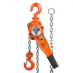 Hand-Operated Chain Lift, 1650 lbs Load, 5ft Length, G80 Zinc-Coated Steel, Dual-Pawl Brake System, Automatic Chain Guide & Swivel Hook, Ideal for Workshops, Warehouses, and Loading Docks