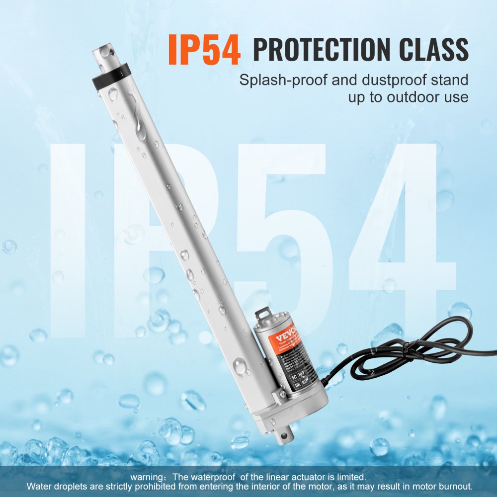 Linear Actuator 12V 12Inch 0.55"/s High Speed 220lbs/1000N IP54 Protection