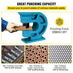 Bostome CH-60 hydraulic hole puncher with four dies for punching metal plates.