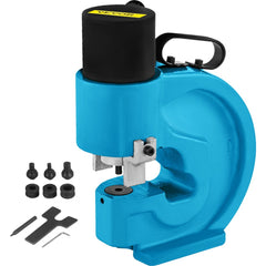 Blue Bostome CH-70 35T hydraulic hole puncher with black handle and included dies and wrenches.