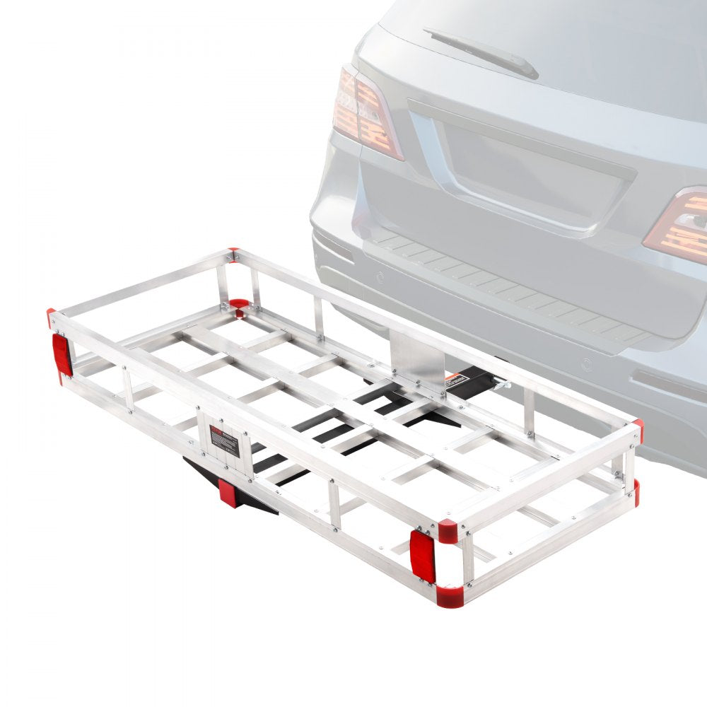 49.4 x 22.4 x 7.1 in Hitch Cargo Carrier, 500lbs Loading Capacity Trailer Hitch Mounted Cargo Basket, Rust-proof Aluminum Luggage Carrier Rack Fits 2" Hitch Receiver for SUV Truck Pickup Camping