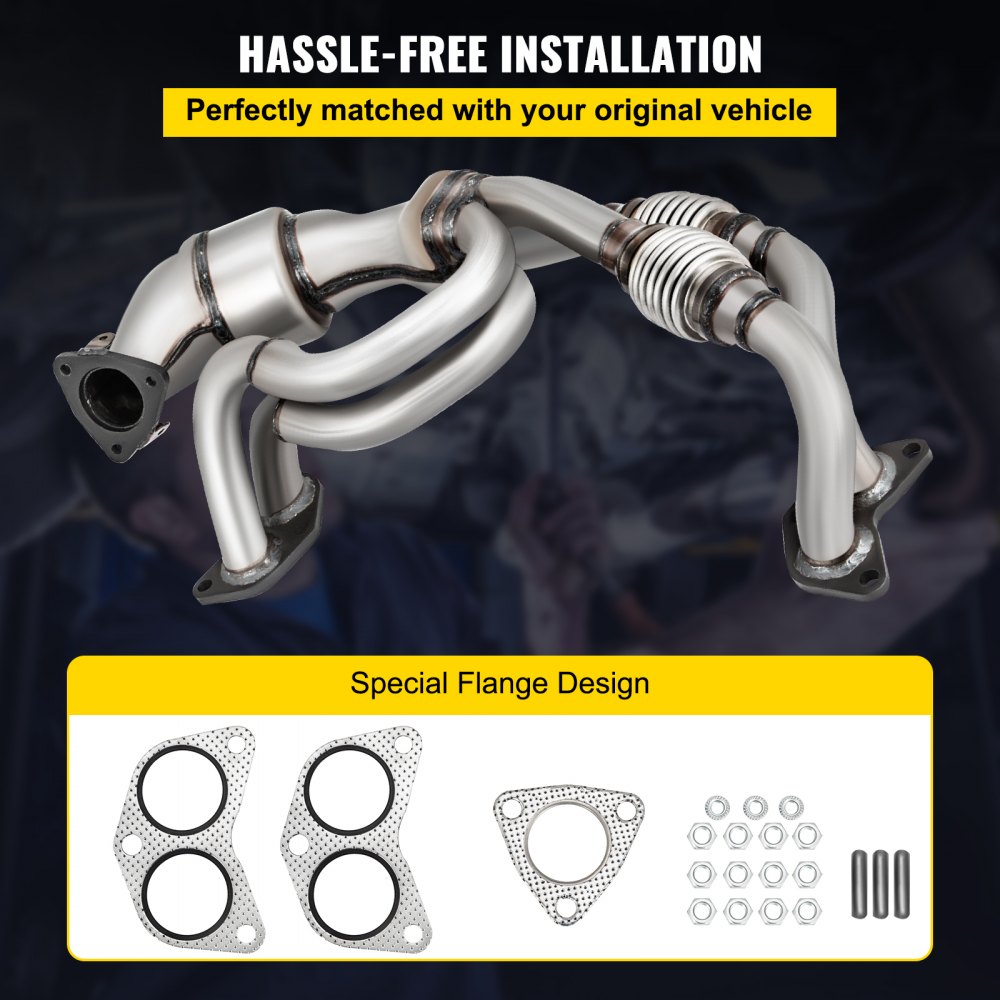 Catalytic Converter Direct Fit Front Exhaust Manifold High Flow Catalytic Converter Compatible with Subaru Impreza, Legacy, Forester, Outback, 06-12, 4 Cyl 2.5L Except Turbo W/Gasket Kit
