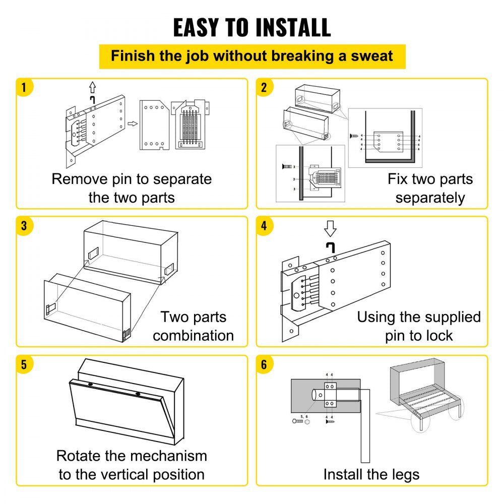 Murphy Mounting Wall Springs Mechanism Heavy Duty Support Hardware DIY Kit for Queen Twin Size Bed (Horizontal), White