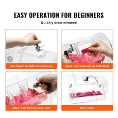 Acrylic Raffle Drum,Professional Raffle Ticket Spinning Cage with 2 Keys, Transparent Lottery Spinning Drawing, Holds 5000 Tickets or 200 Raffle Balls, Raffle Ticket Box for Lottery Games Bingo