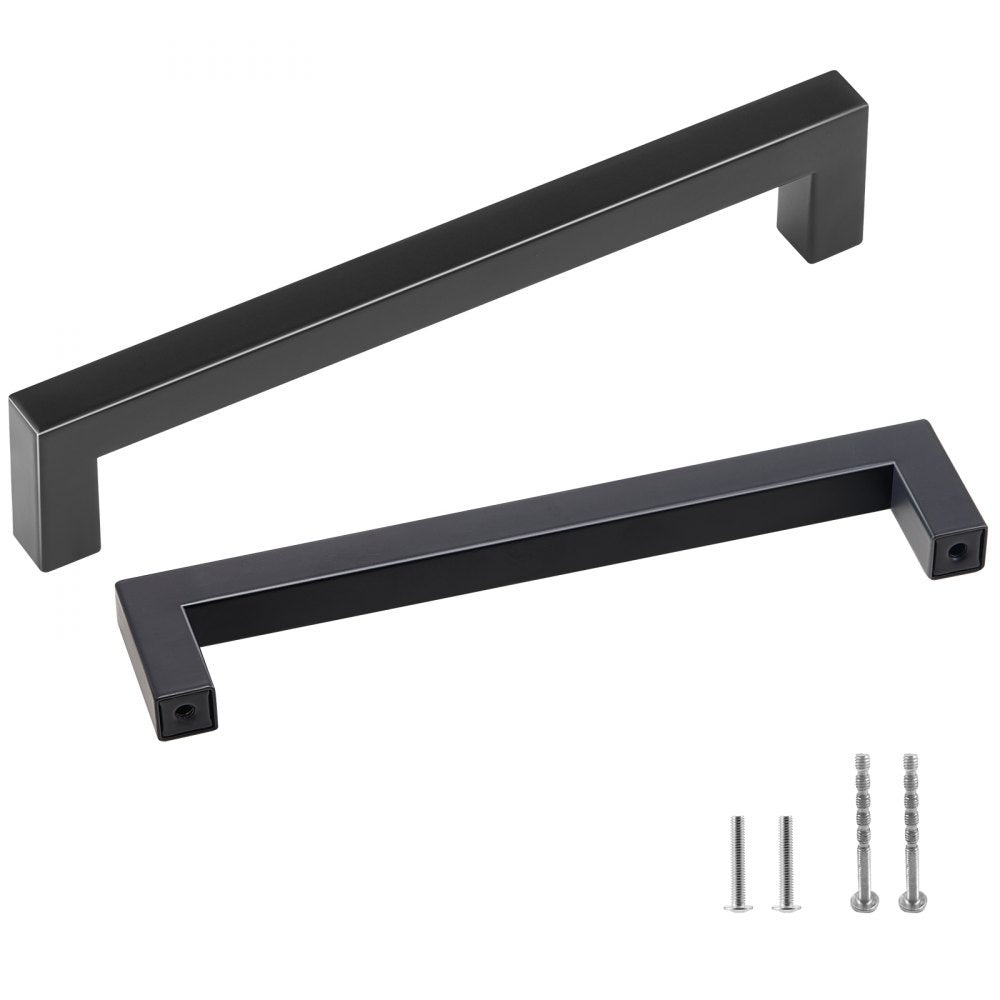 10 Pack Cabinet Pulls, 5.03in / 128mm Center to Center Slim Square Kitchen Cabinet Drawer, Stainless Steel Modern Kitchen Cupboard Door Handles for Kitchen Bathroom Bar Hardware Matte Black