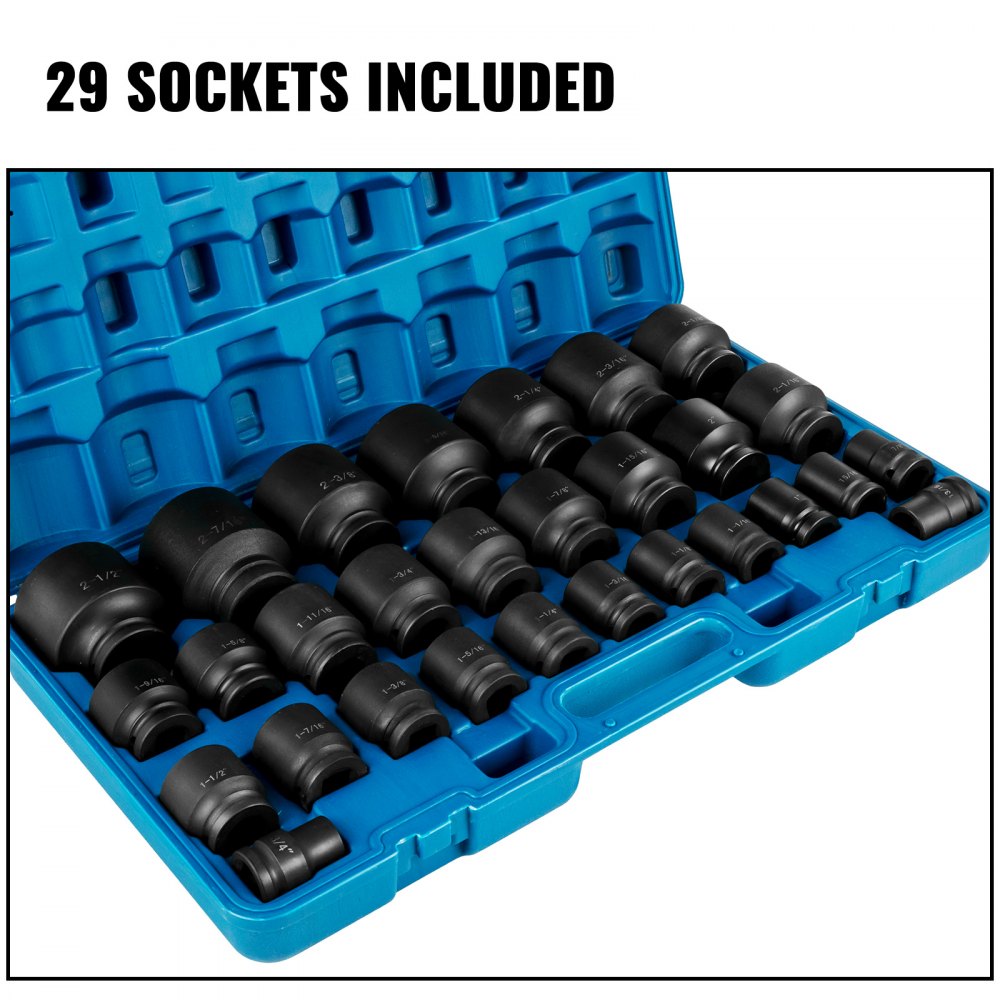 29-piece Bostome 3/4" drive impact socket set with heavy-duty CR-M0 steel construction.
