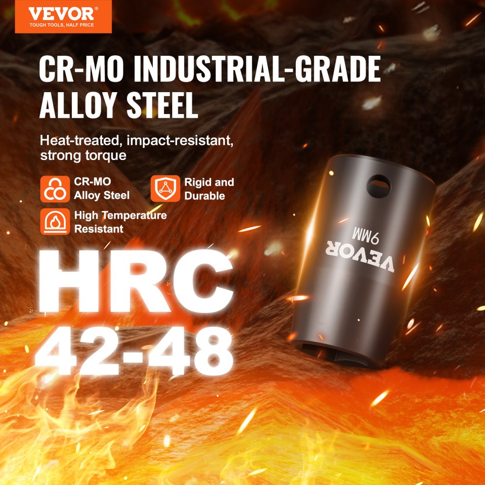 14-piece 3/8-inch drive 6-point impact socket set in a case, made of Cr-Mo alloy steel.