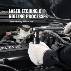 Bostome 12-piece impact socket set with Cr-Mo steel and hexagonal 6-point design.