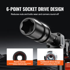 Bostome 1" drive impact socket set with eight Cr-Mo deep sockets in a metal carrying case.