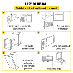 Murphy Mounting Wall Springs Mechanism Heavy Duty Support Hardware DIY Kit for King Queen Bed (Vertical), White